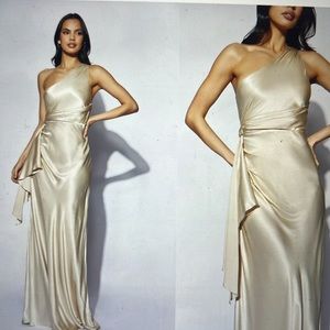MESHKI Calliope - One Shoulder Maxi Dress - Champagne